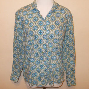 Style & Company Printed Button Down Shirt Top